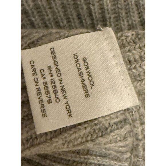 Intermix Gray Wool-Blend Ribbed Knit Sweater With Thumbholes Womens P - Picture 9 of 9